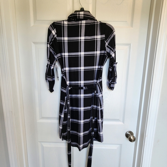 Justify Buffalo Flaid Flannel 3/4 Sleeve Button Down Shirt Dress Women's Small - Picture 2 of 12